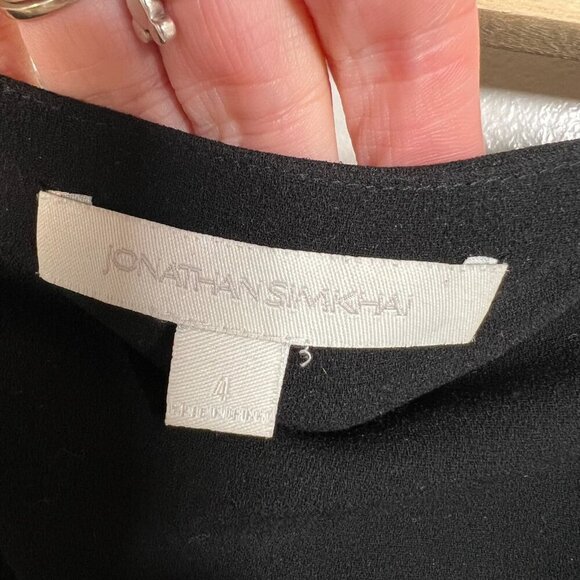 Jonathan Simkhai A-line Skirt Size 4 Black Embroidered Trim Work Office Career - Picture 4 of 8